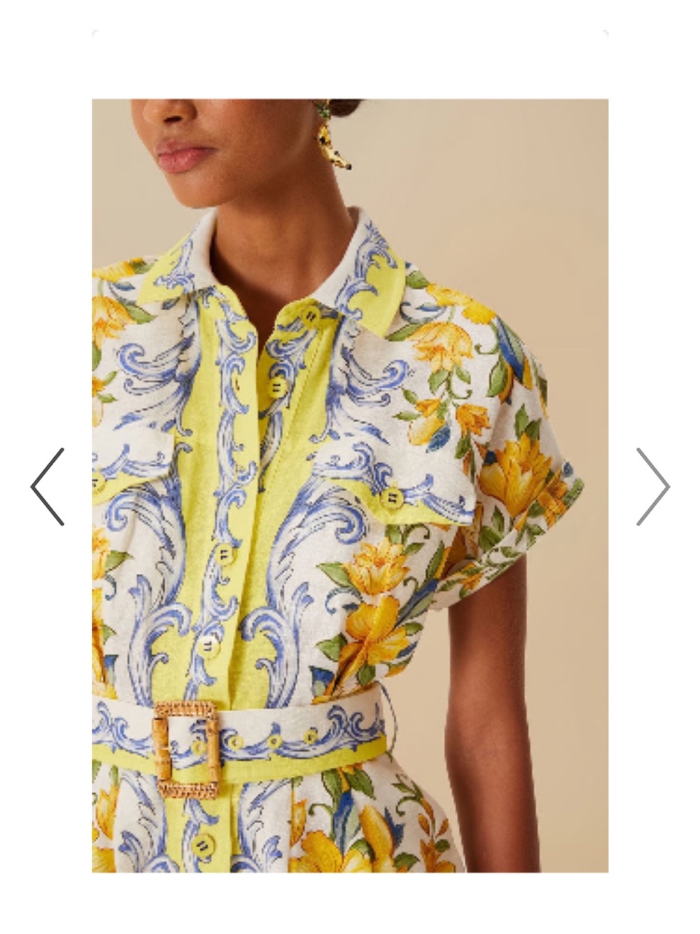 $210 FARM Rio Sicily Scarf romper size M current season Belted 100% Linen lotus - Picture 3 of 10
